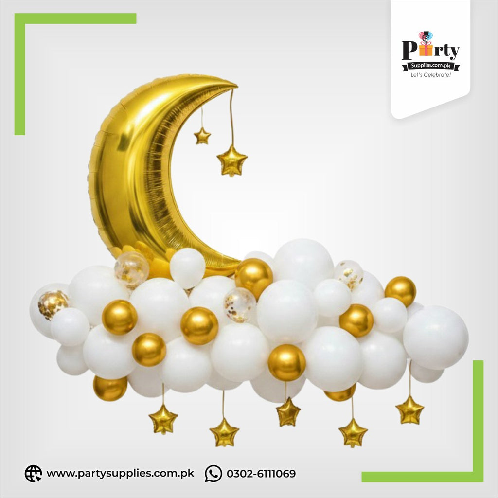Cloud Shape Balloons Set with Moon & Stars