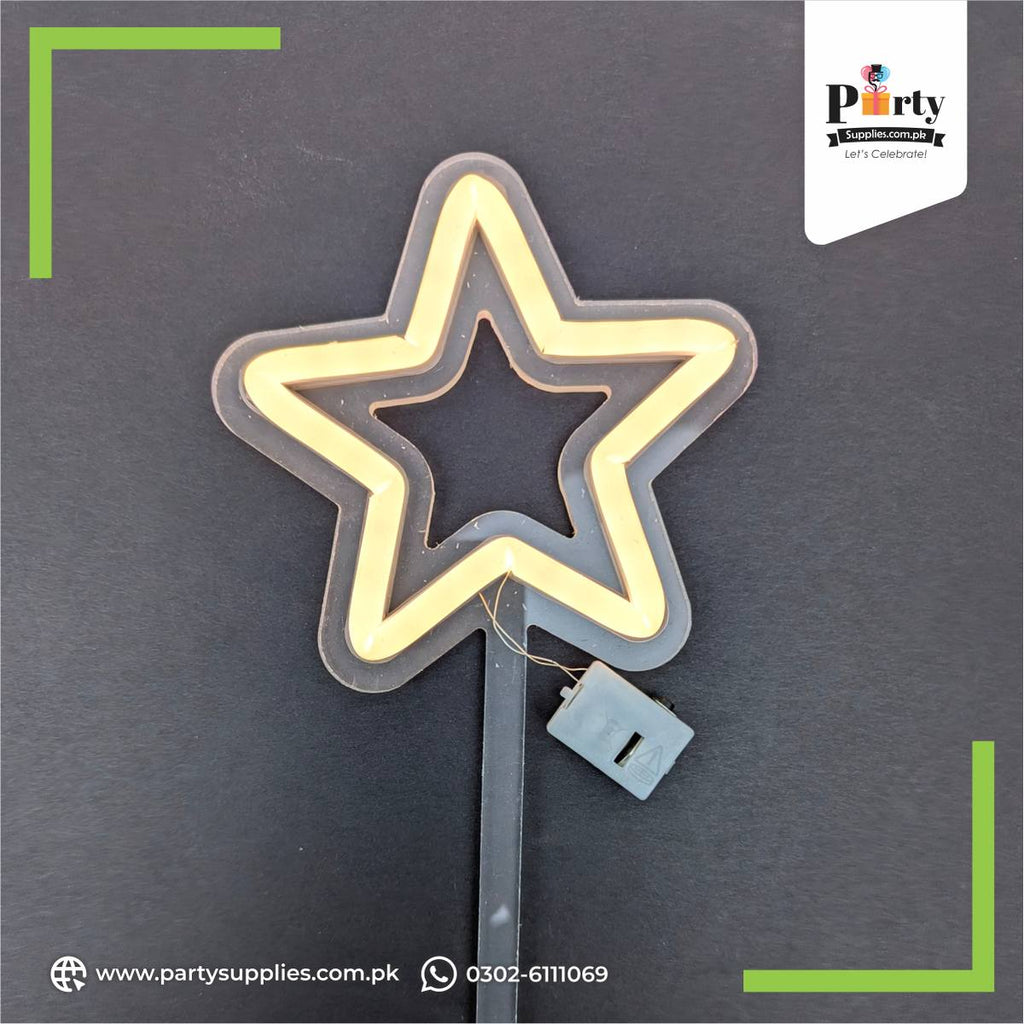 Star Shape Neon LED Cake Topper