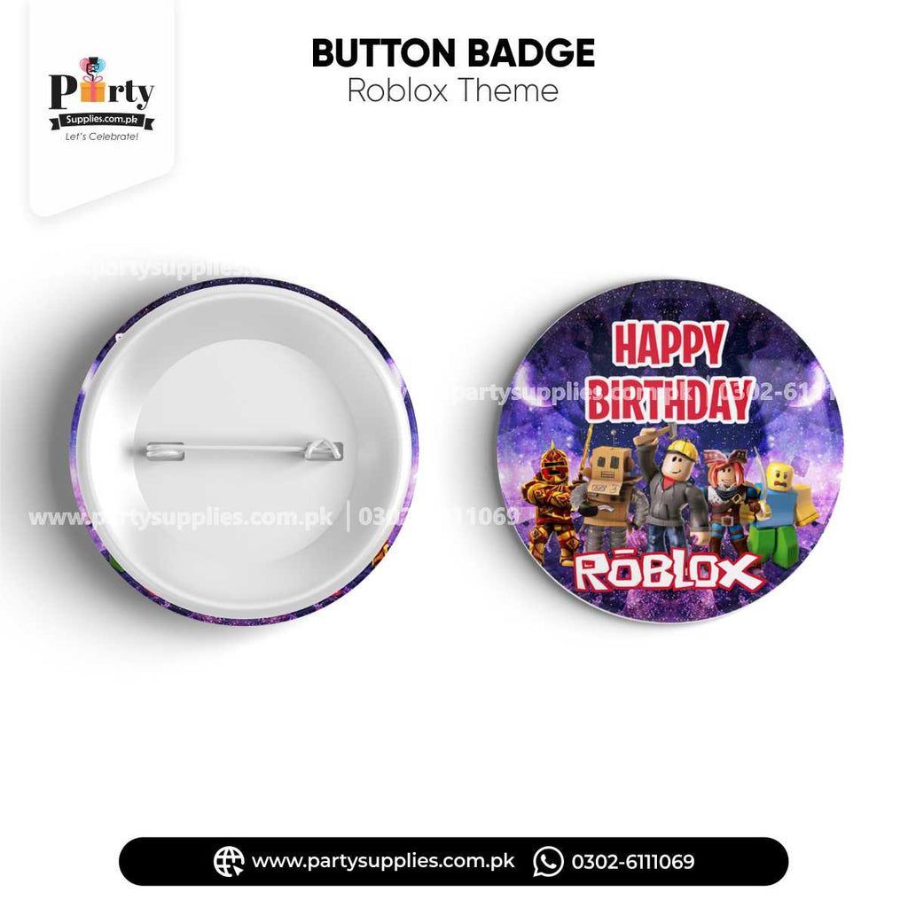 Roblox Boy Theme Button Badge for Birthday Party Celebration