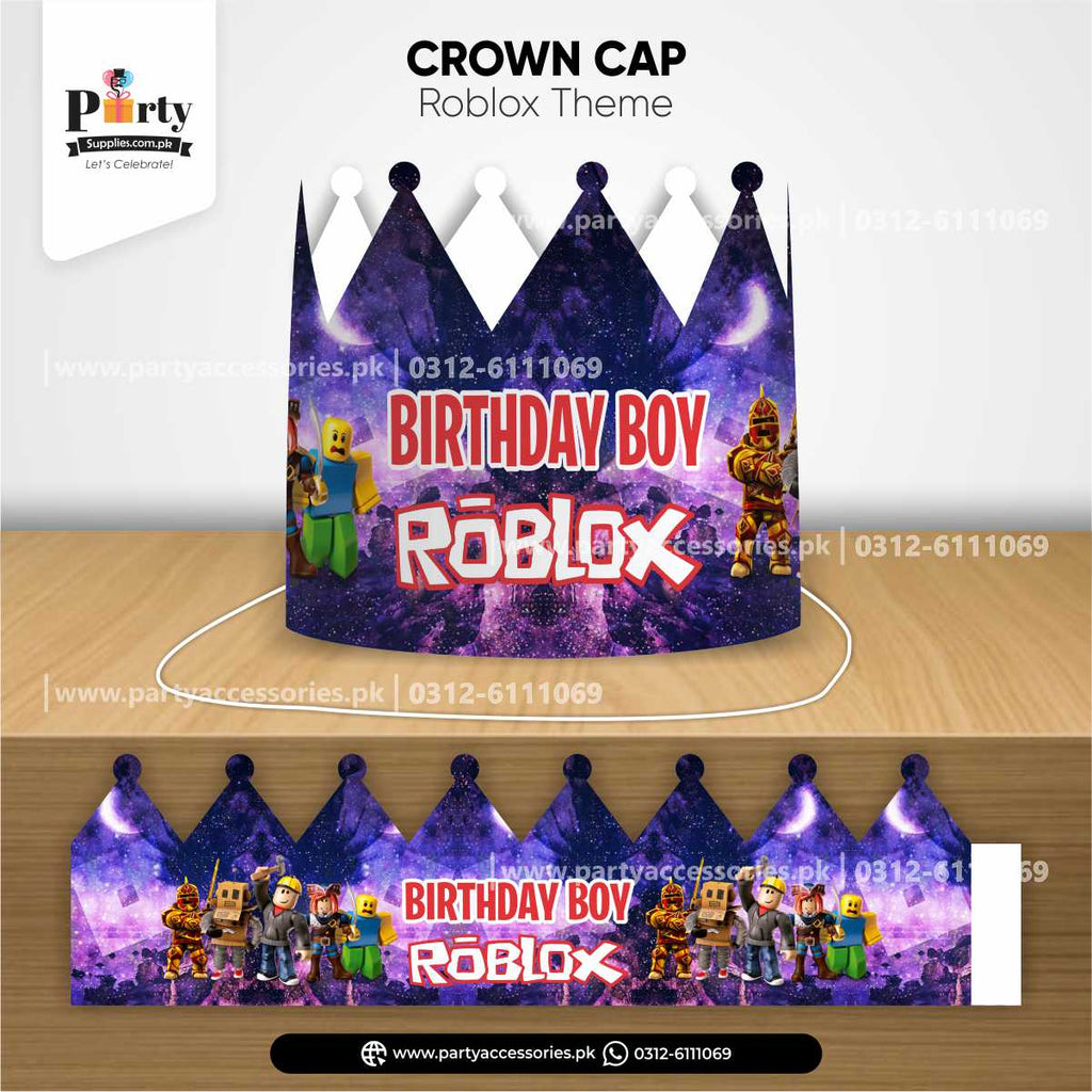 Roblox Boy Theme Happy Birthday Crown Cap for Birthday Celebration