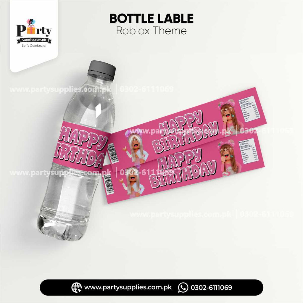 Roblox Girl Theme Bottle Labels for Birthday Drink Decoration