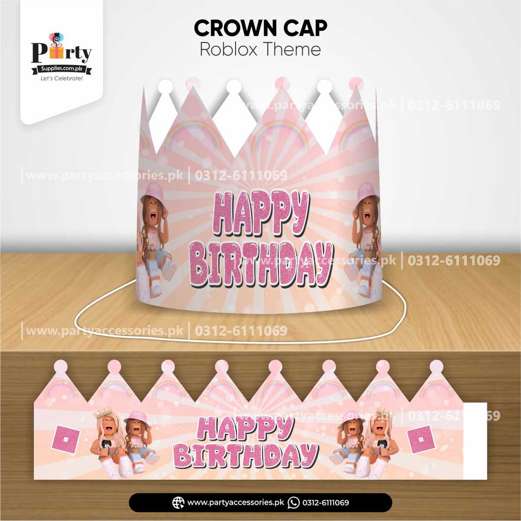 Roblox Girl Theme Crown Cap for Birthday Girls Party Celebration