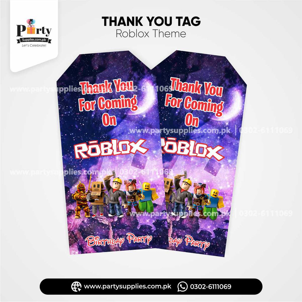 Roblox Boy Theme Gift / Thank You Tags for Birthday Decoration