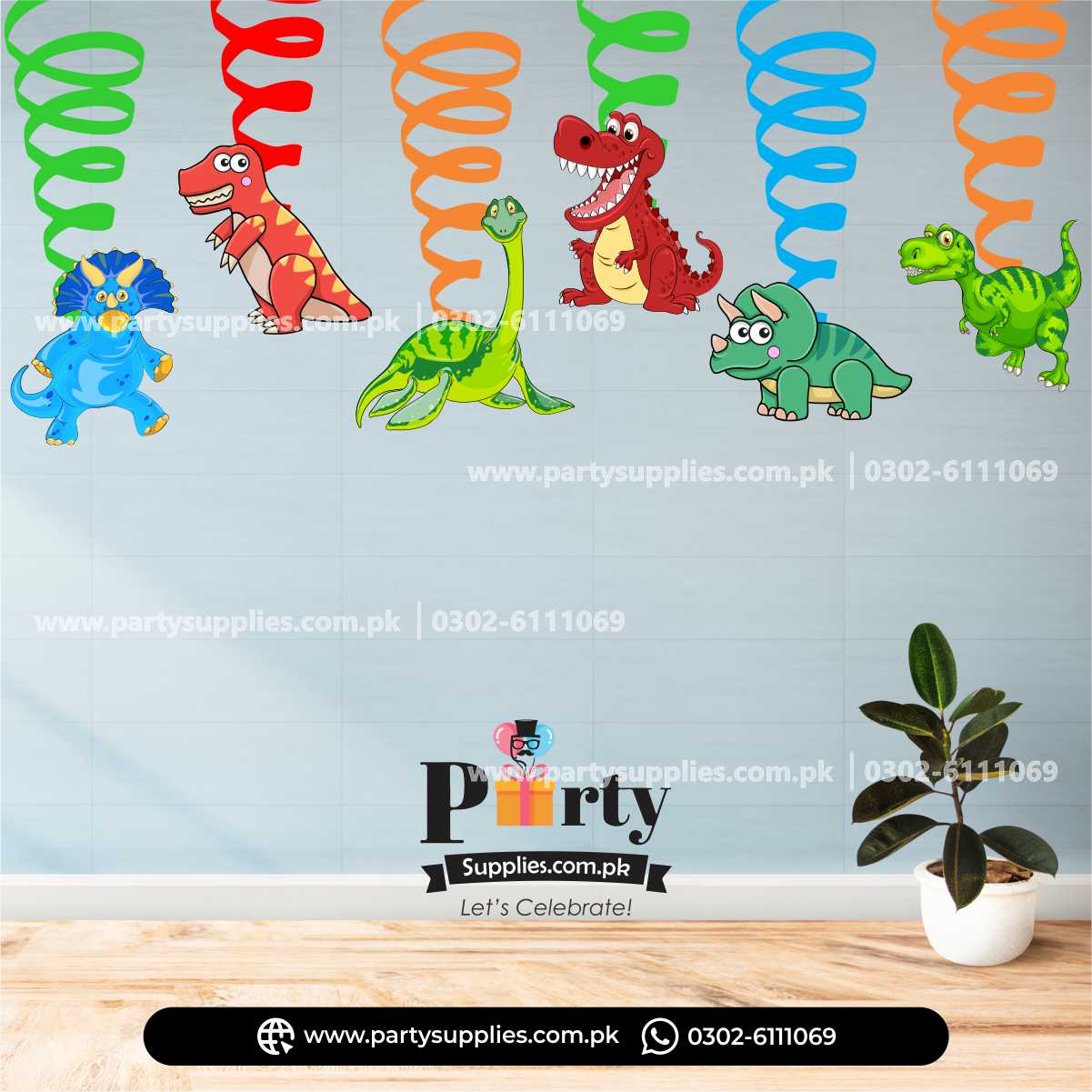 dino theme spiral hanging swirls 