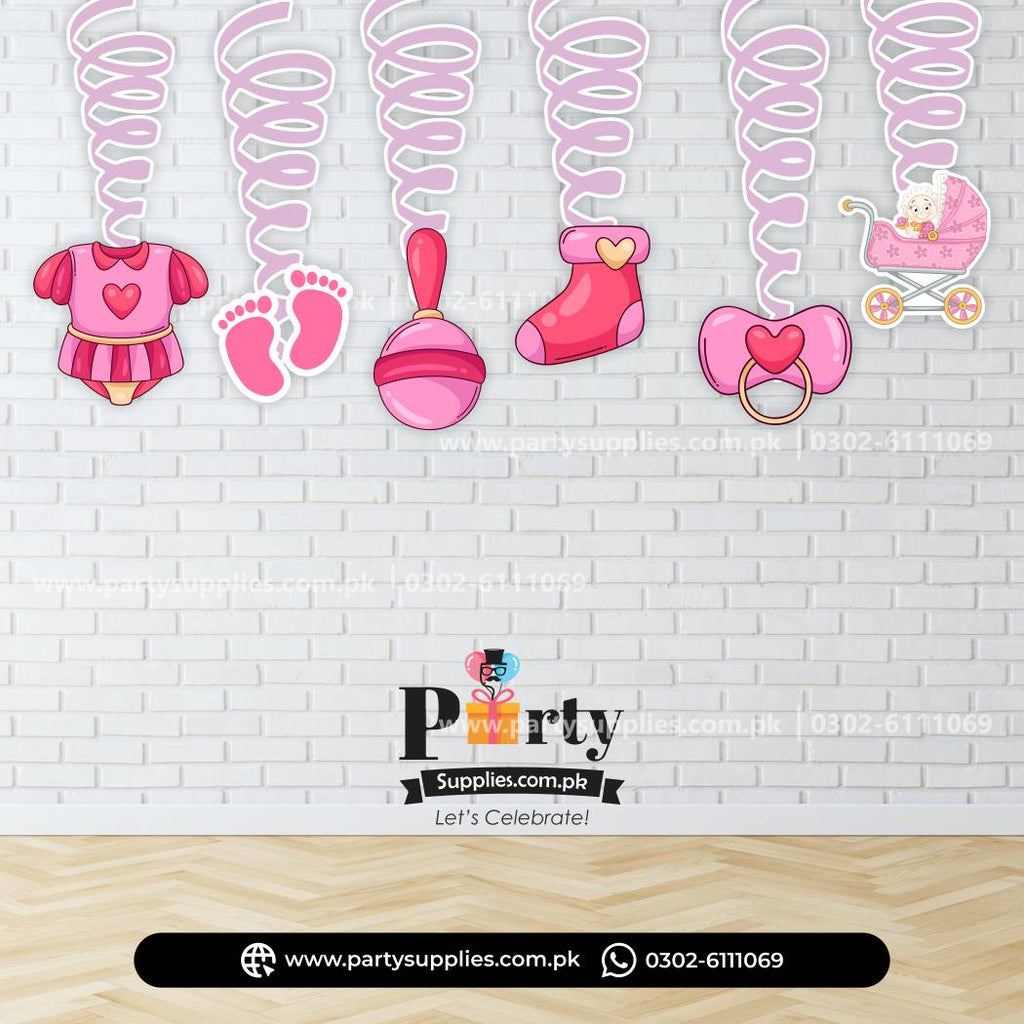 Welcome Baby Party Decoration Spiral Hanging Swirls (6 pcs)