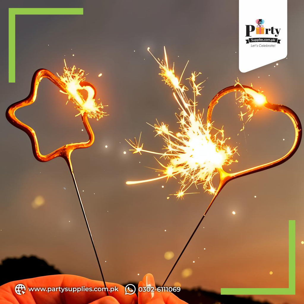 Star and Heart Shape Sparkling Cake Candles