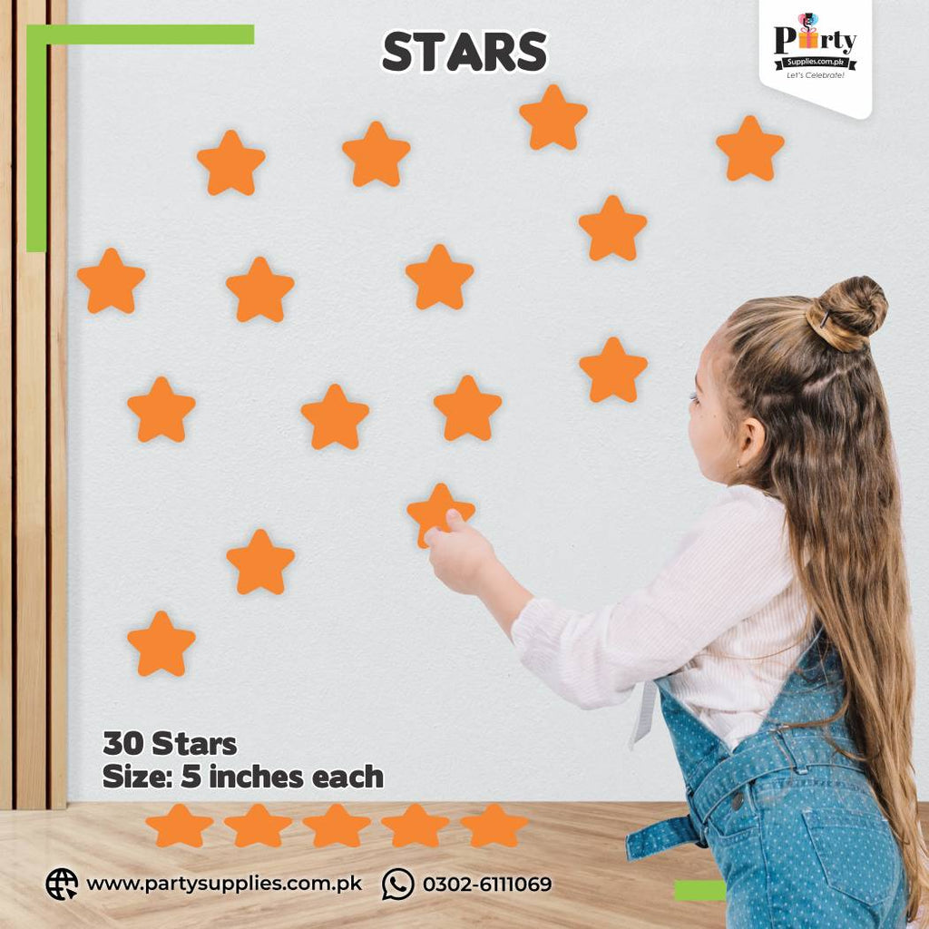 Orange Color Star Shape Stickers