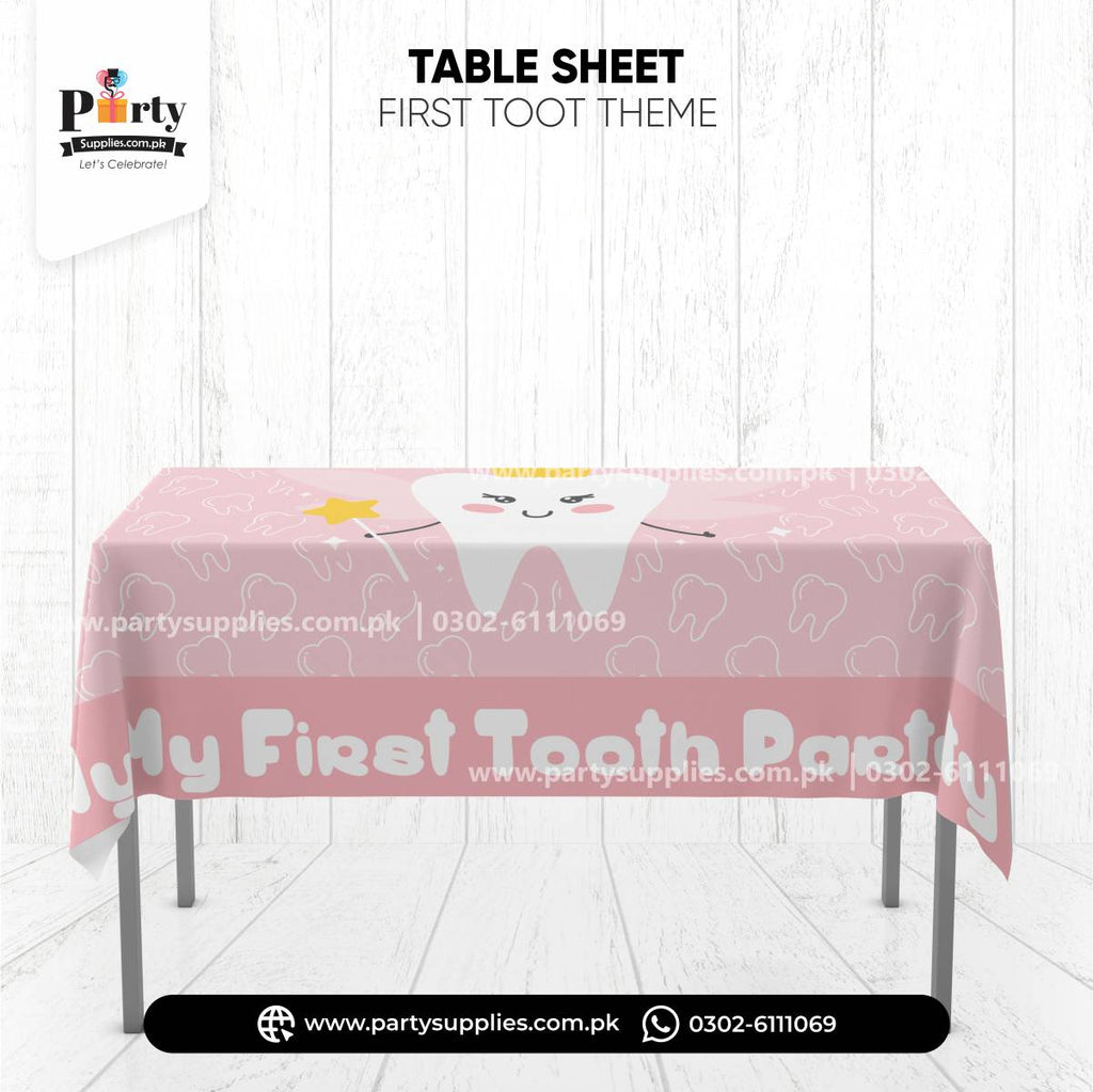 First tooth girl party table sheet
