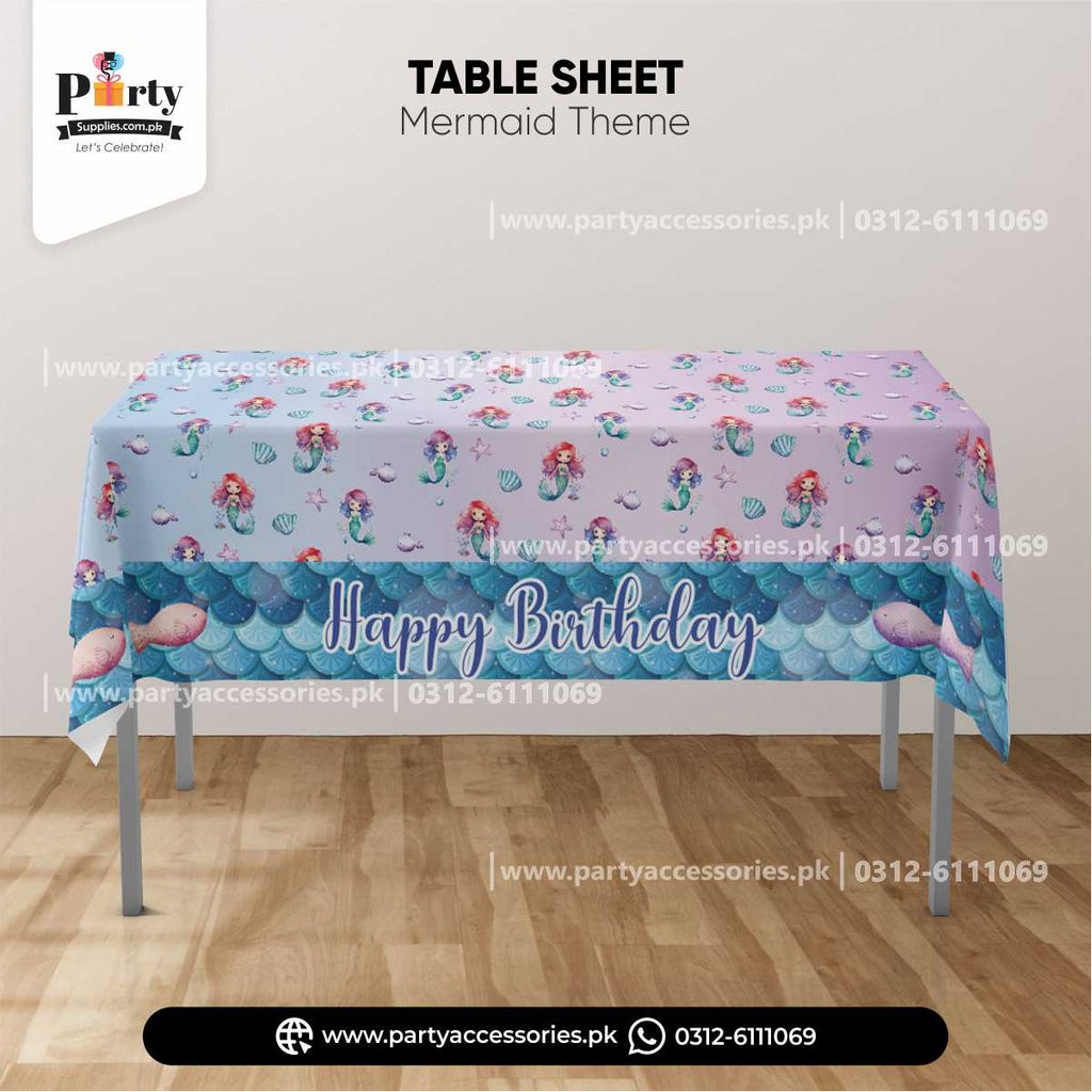 Mermaid Theme Table Cover for Birthday Table Decoration