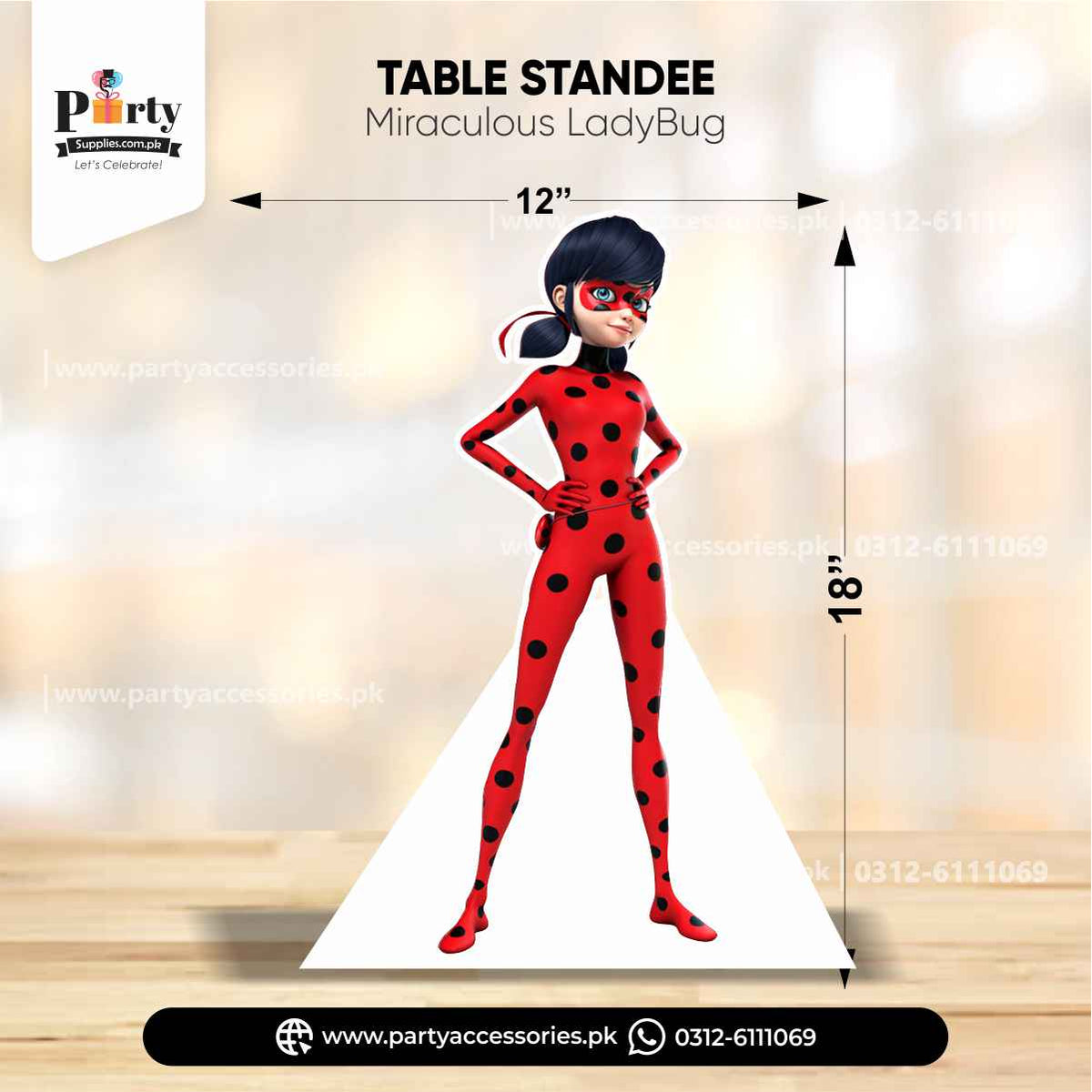 Lady Bug Theme Standing Character Cutouts for Birthday Decoration