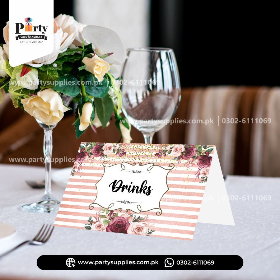 Bridal Shower Theme Table Tent Cards for Party Decoration 