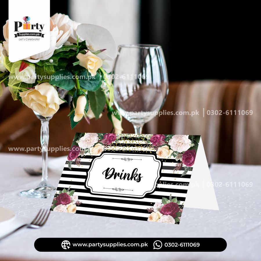 Bridal Shower Theme Table Decoration Tent Cards