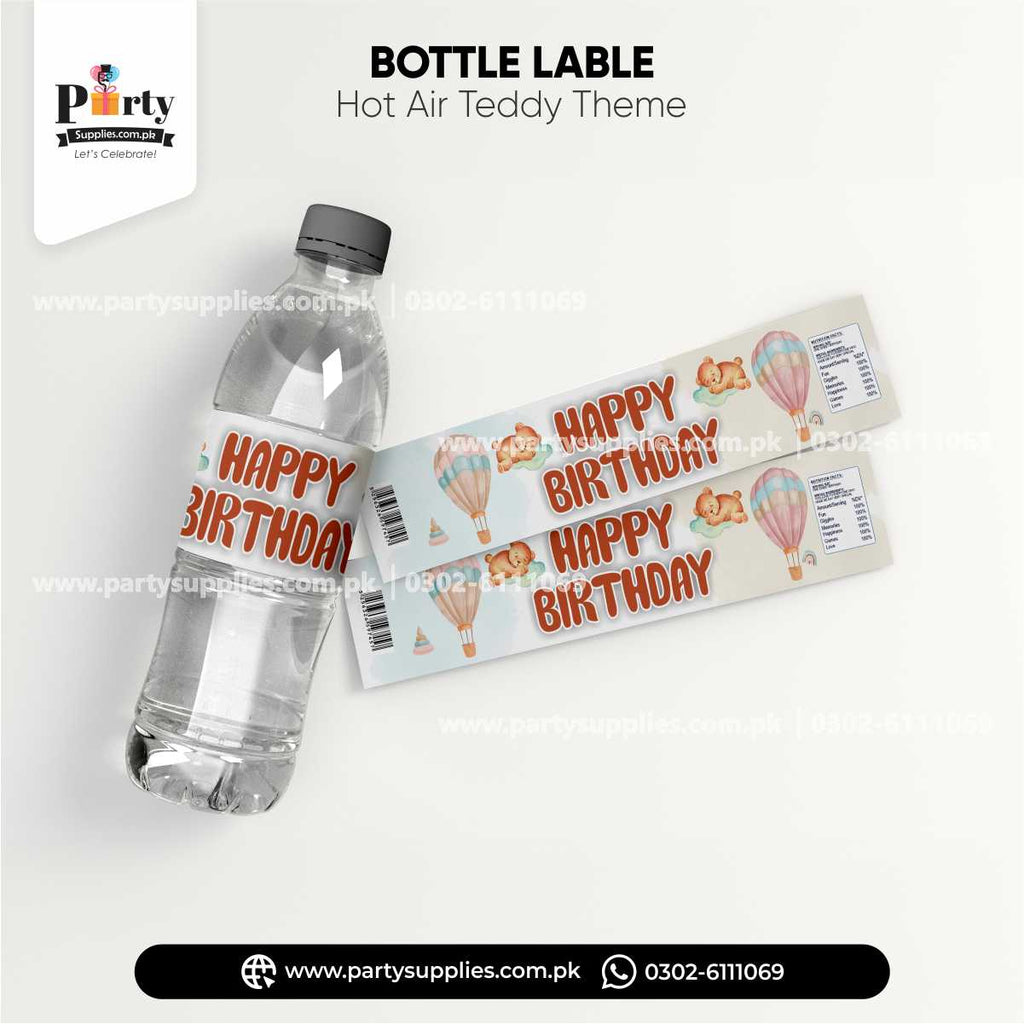 Hot Air Balloon Theme Bottle Labels for Birthday Drink Decoration