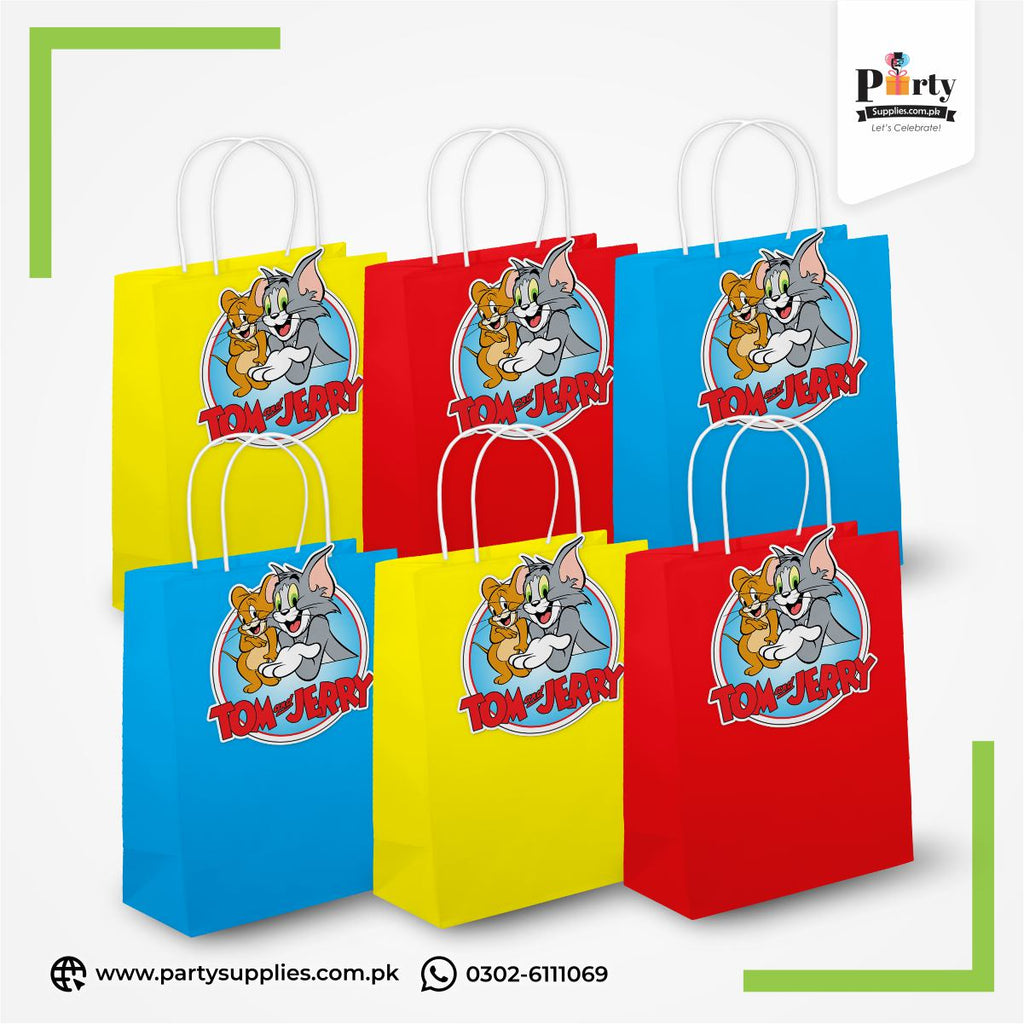 Tom & Jerry Theme Goody Bags | Birthday Party Favor Bags 6 pcs Pack