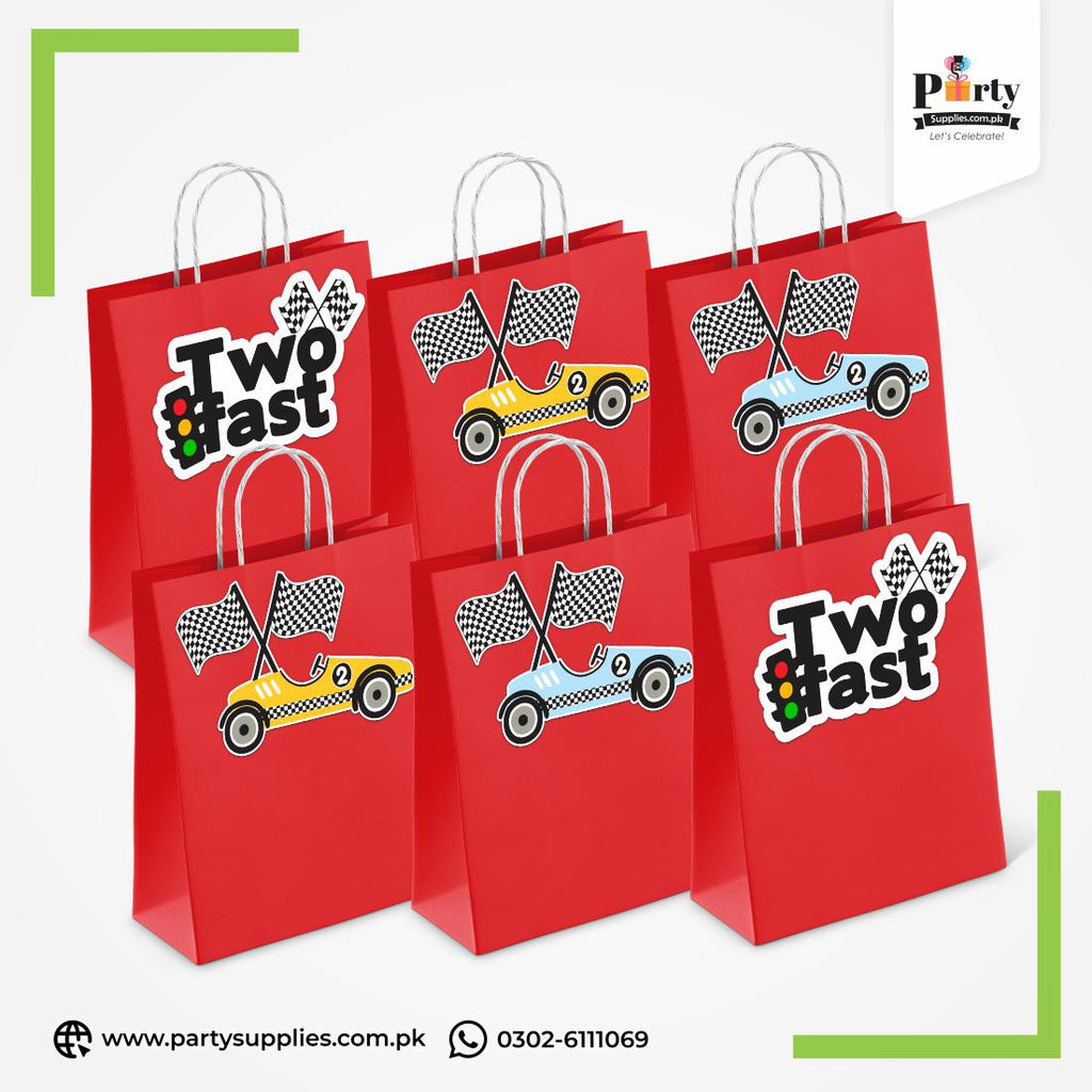 Two Fast Theme Goody Bags | Birthday Party Favor Bags 6 pcs Pack