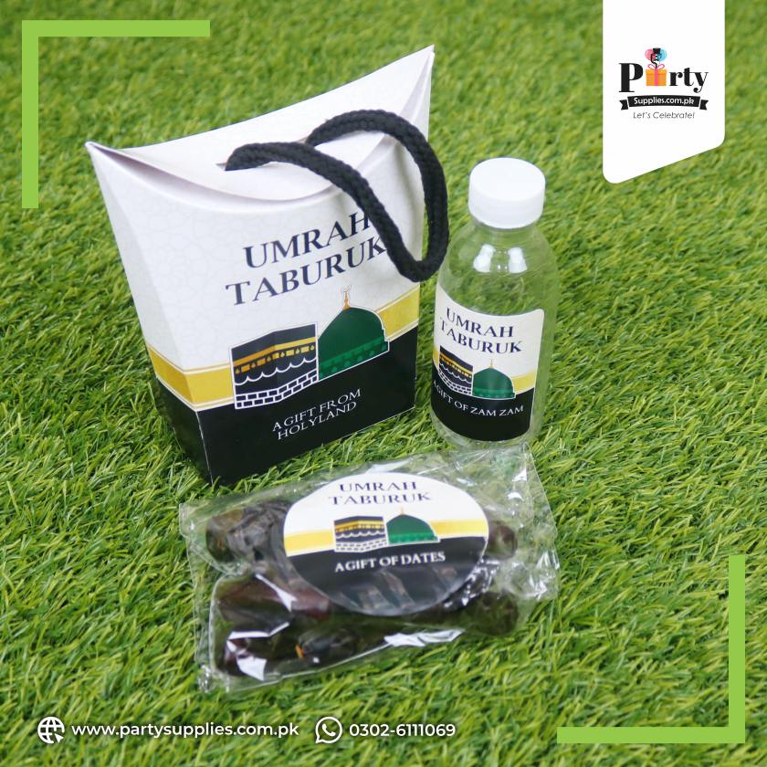 Umrah Tabaruk Distribution Boxes: Includes Bottle and Date Pouch