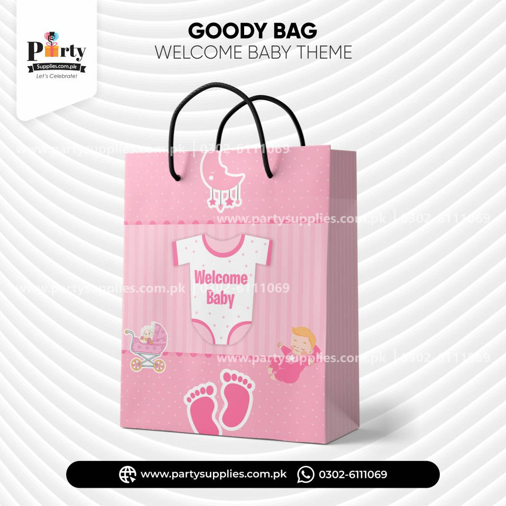 Welcome Baby Girl Theme Favor Bags 