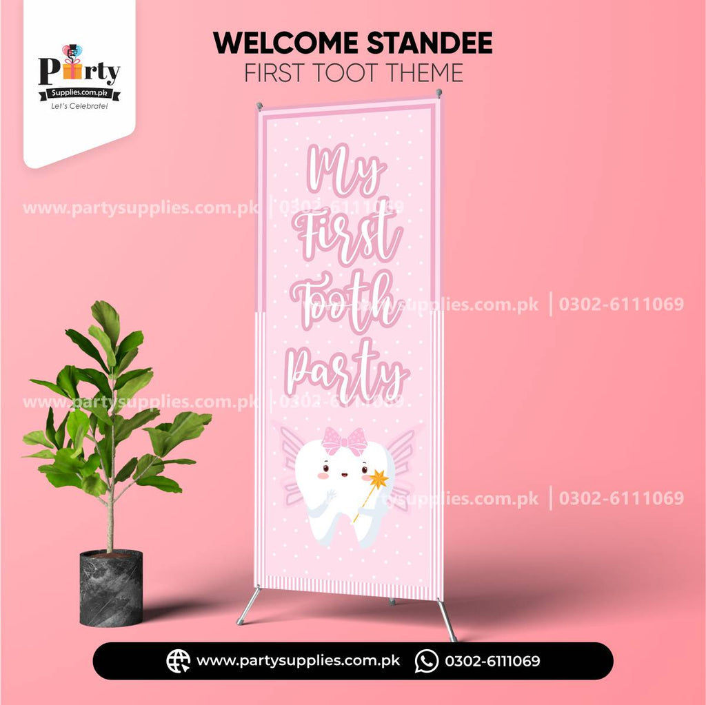 First tooth girl party welcome standee
