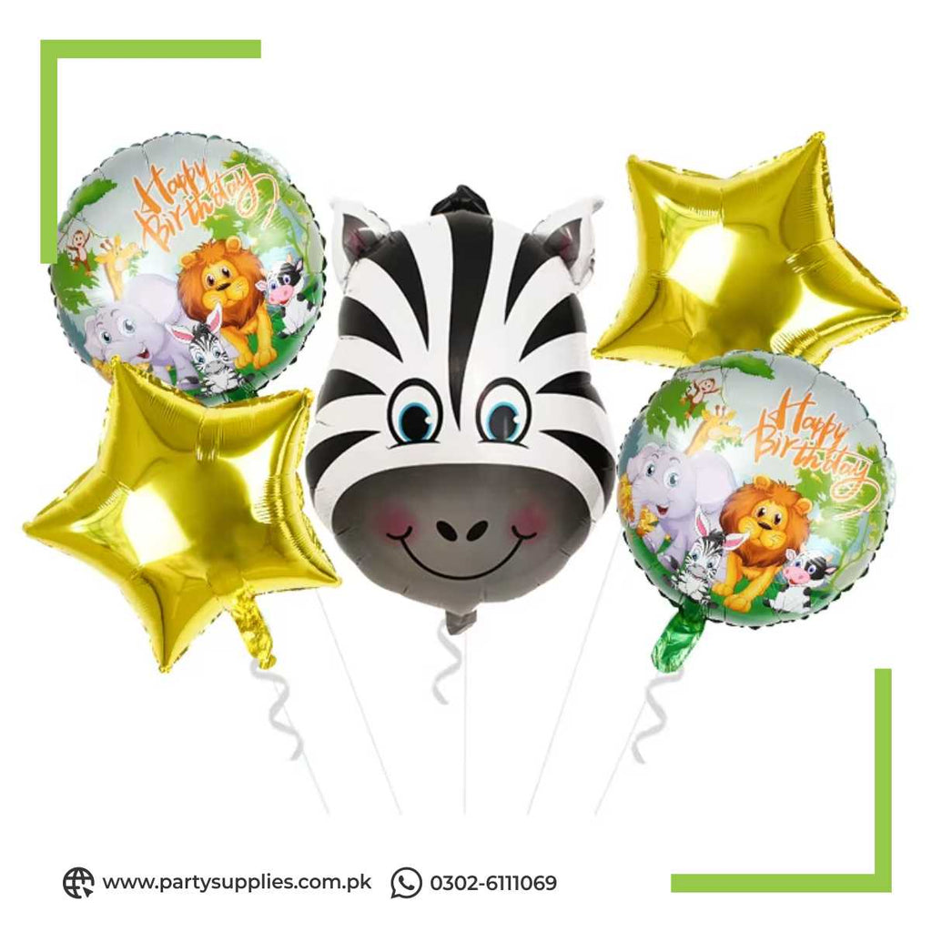 Zebra Shape Exclusive Foil Balloons Set in Jungle Safari Theme 