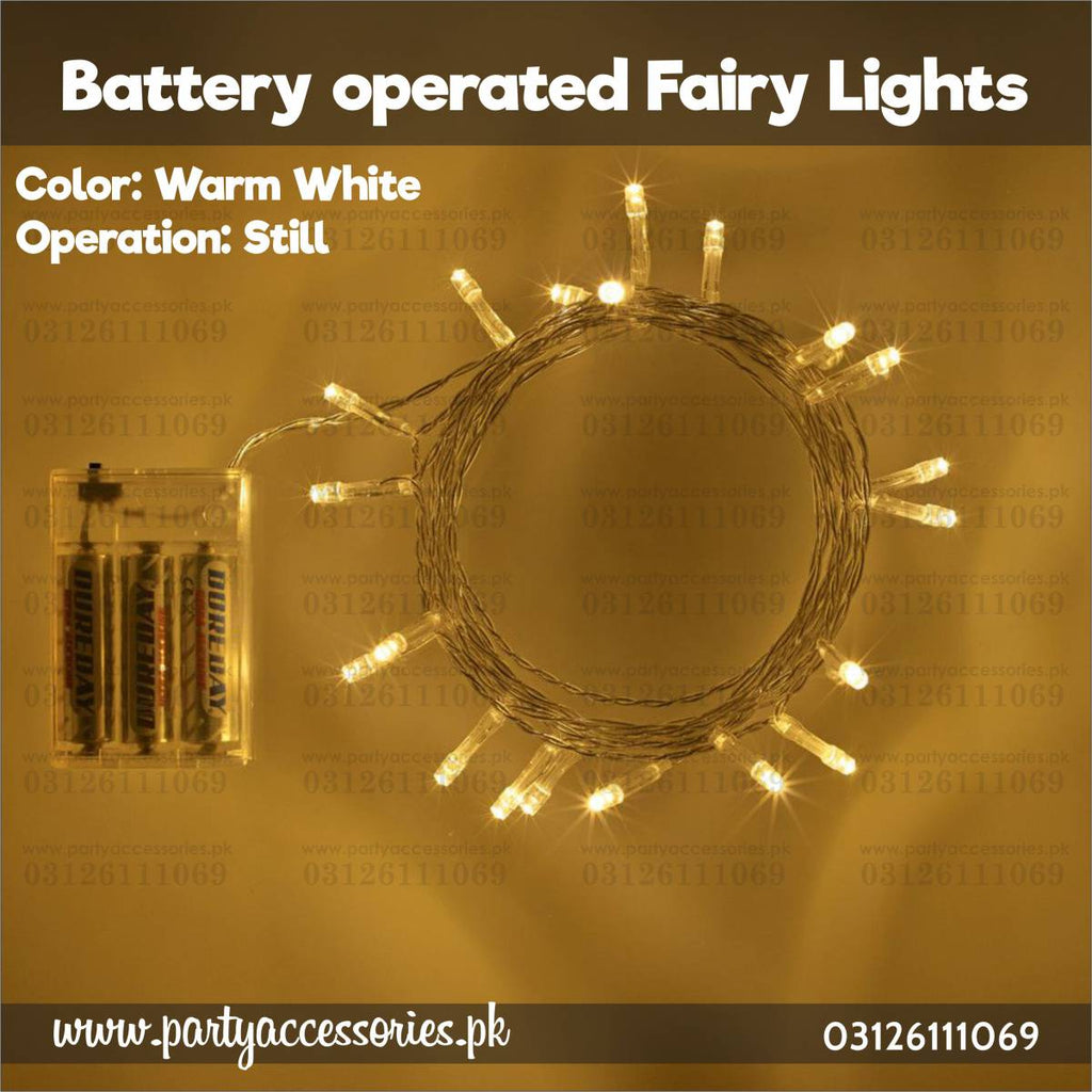 Battery Operated LED String Fairy Lights in Warm White Color