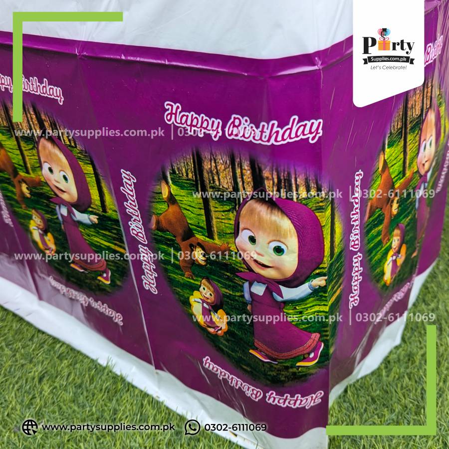 Masha & the Bear Birthday Table Top Sheet – Party Table Decoration
