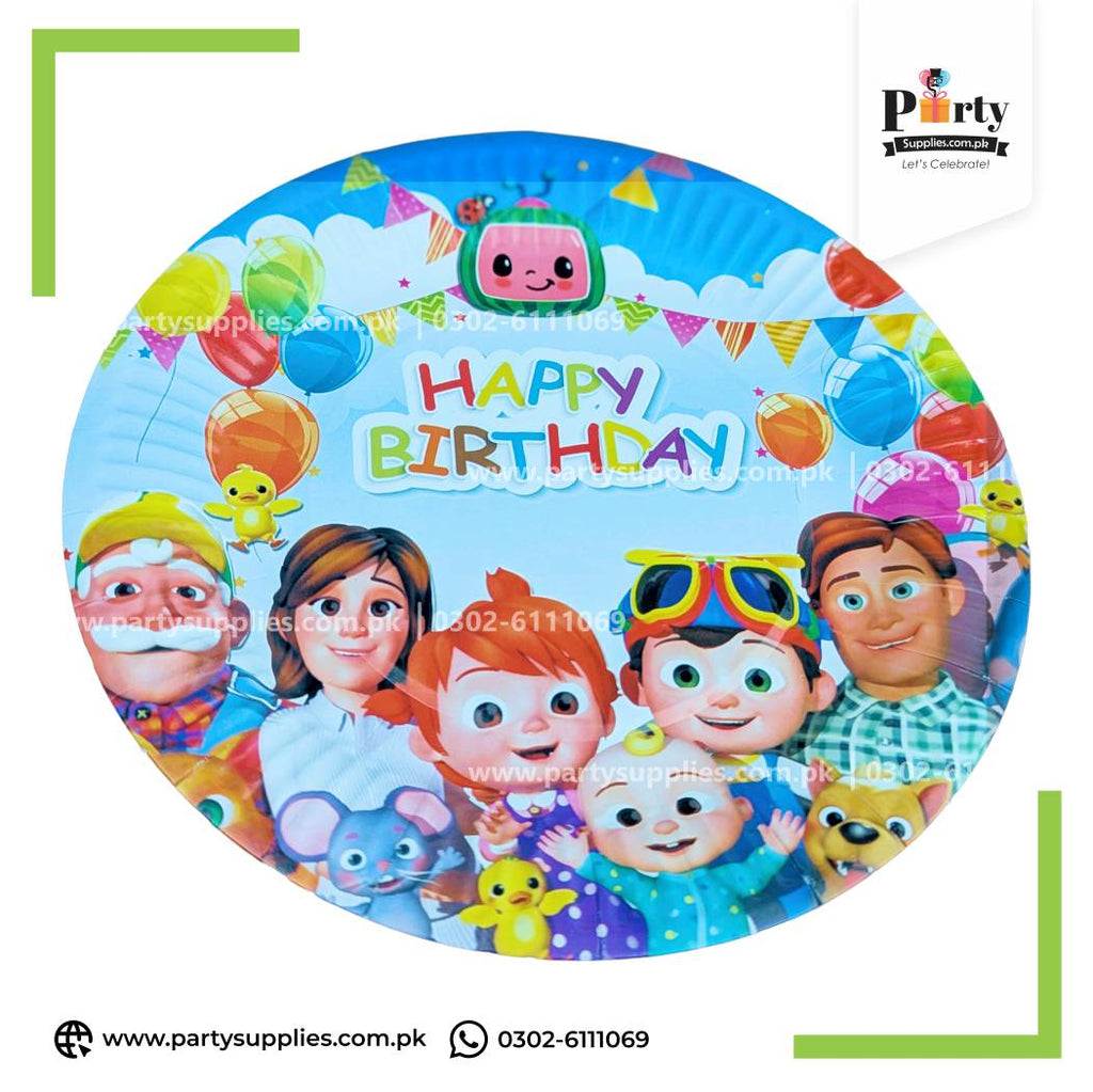 Cocomelon Theme Disposable Paper Plates