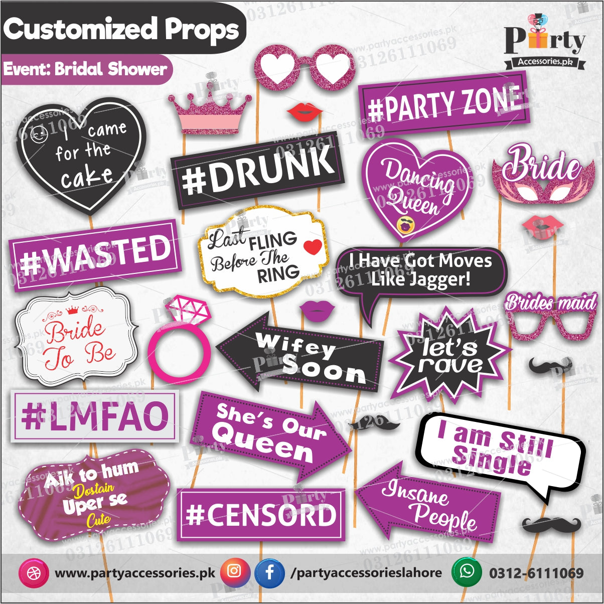 Bride to be Party Photo props bridal shower– PartySupplies.com.pk
