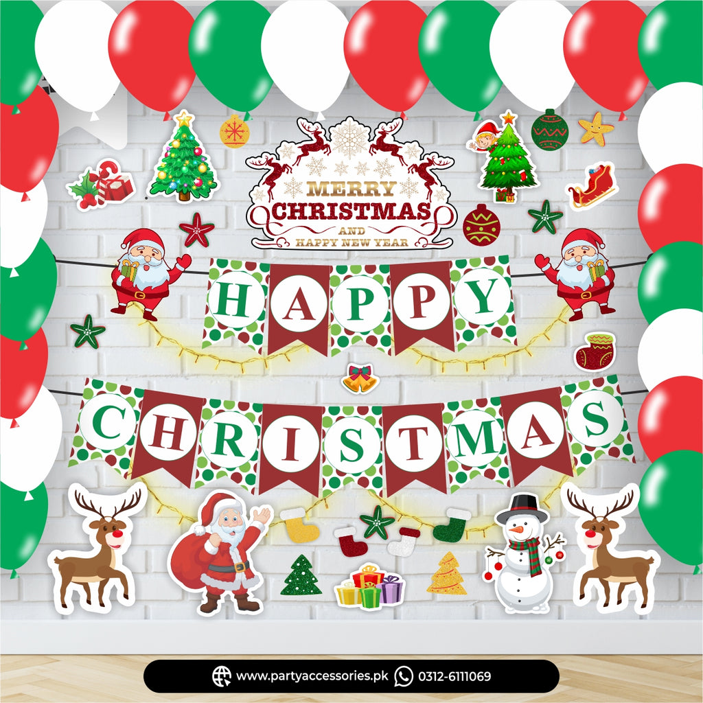 Christmas Party Decoration Set – Festive Wall Banner & Balloon Kit