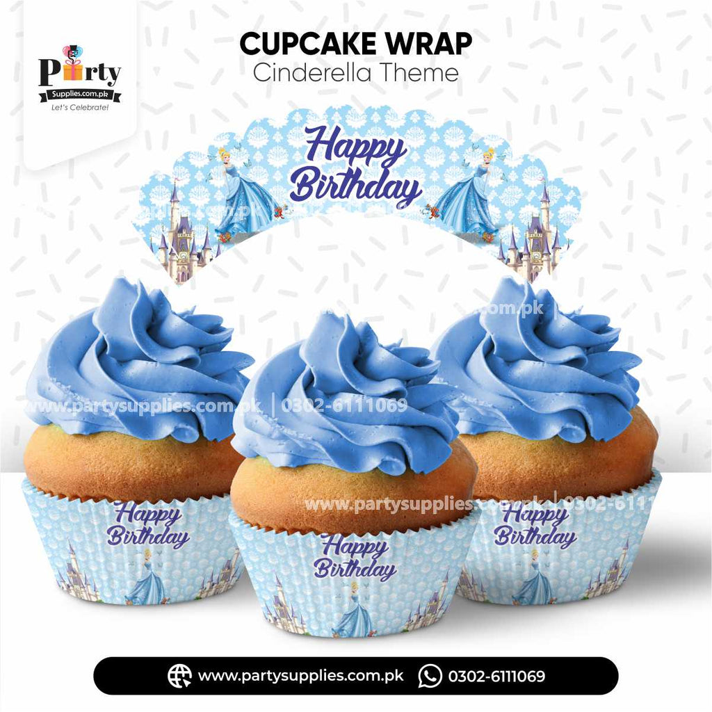 Cinderella theme cupcake wraps for birthday party decoration