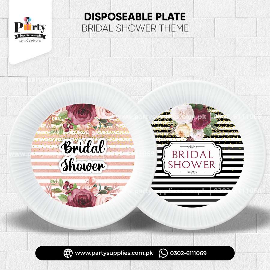 Bridal Shower Disposable Plates with Theme Labels – Elegant Party Tableware (Set of 6)