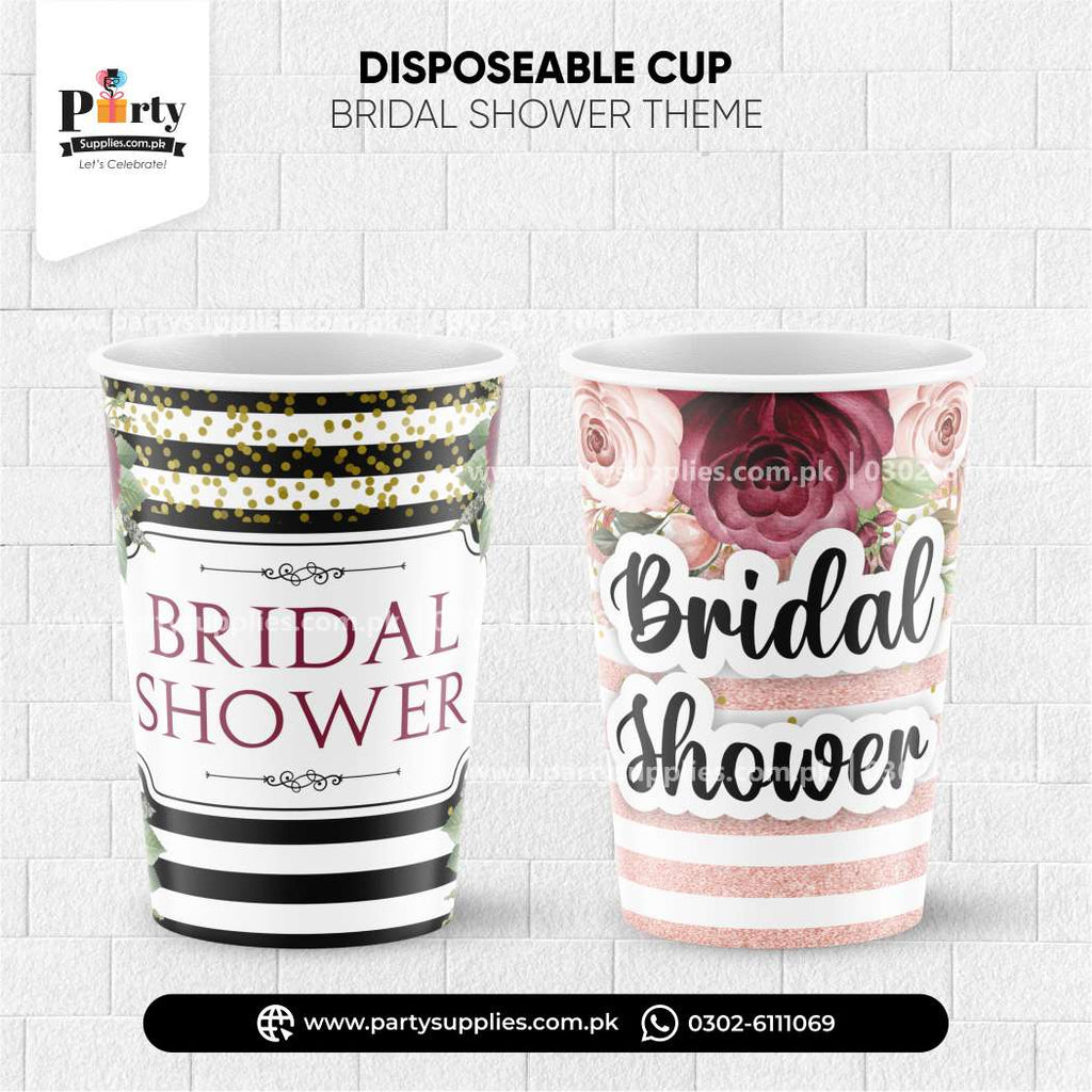 Bridal Shower Disposable Cups with Theme Labels – Elegant Drinkware 