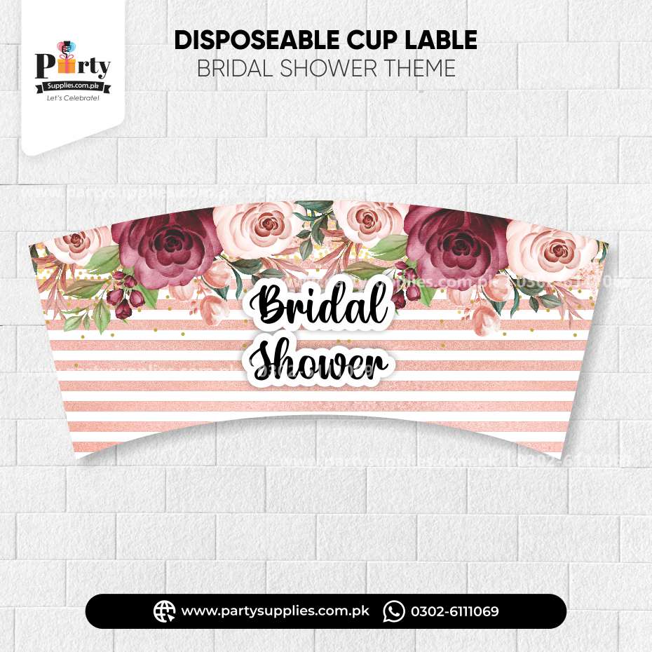 Bridal Shower Theme Cups Label 