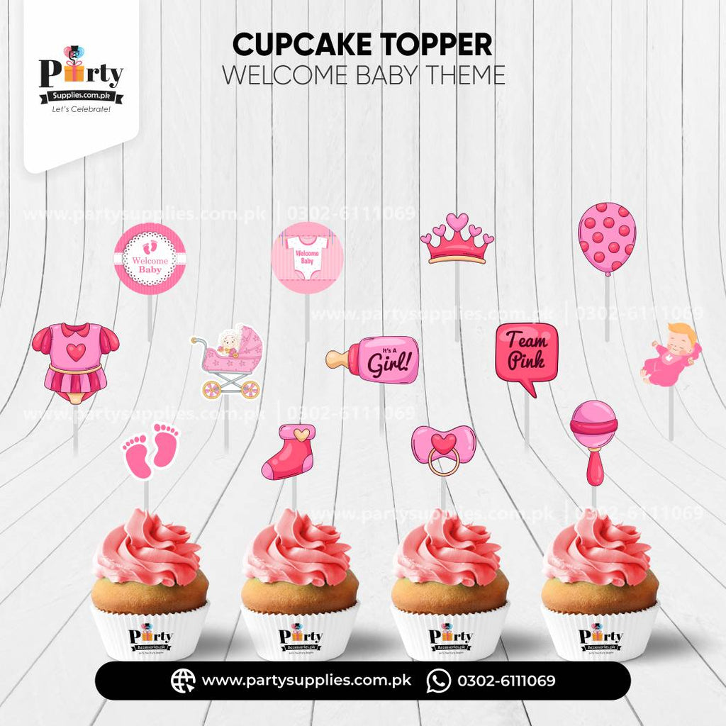 Welcome Baby Girl Cupcake Toppers 