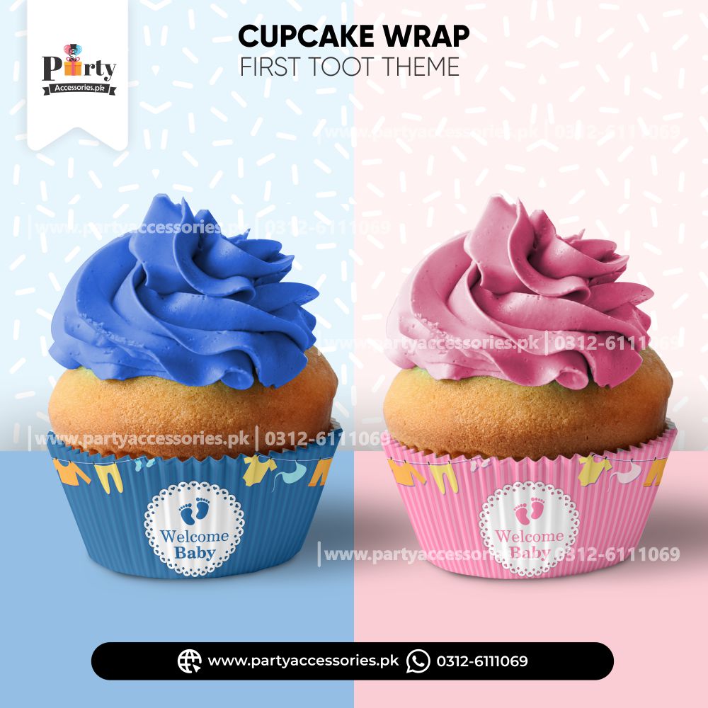 Welcome Baby Party Table Decorations Cupcake Wraps 
