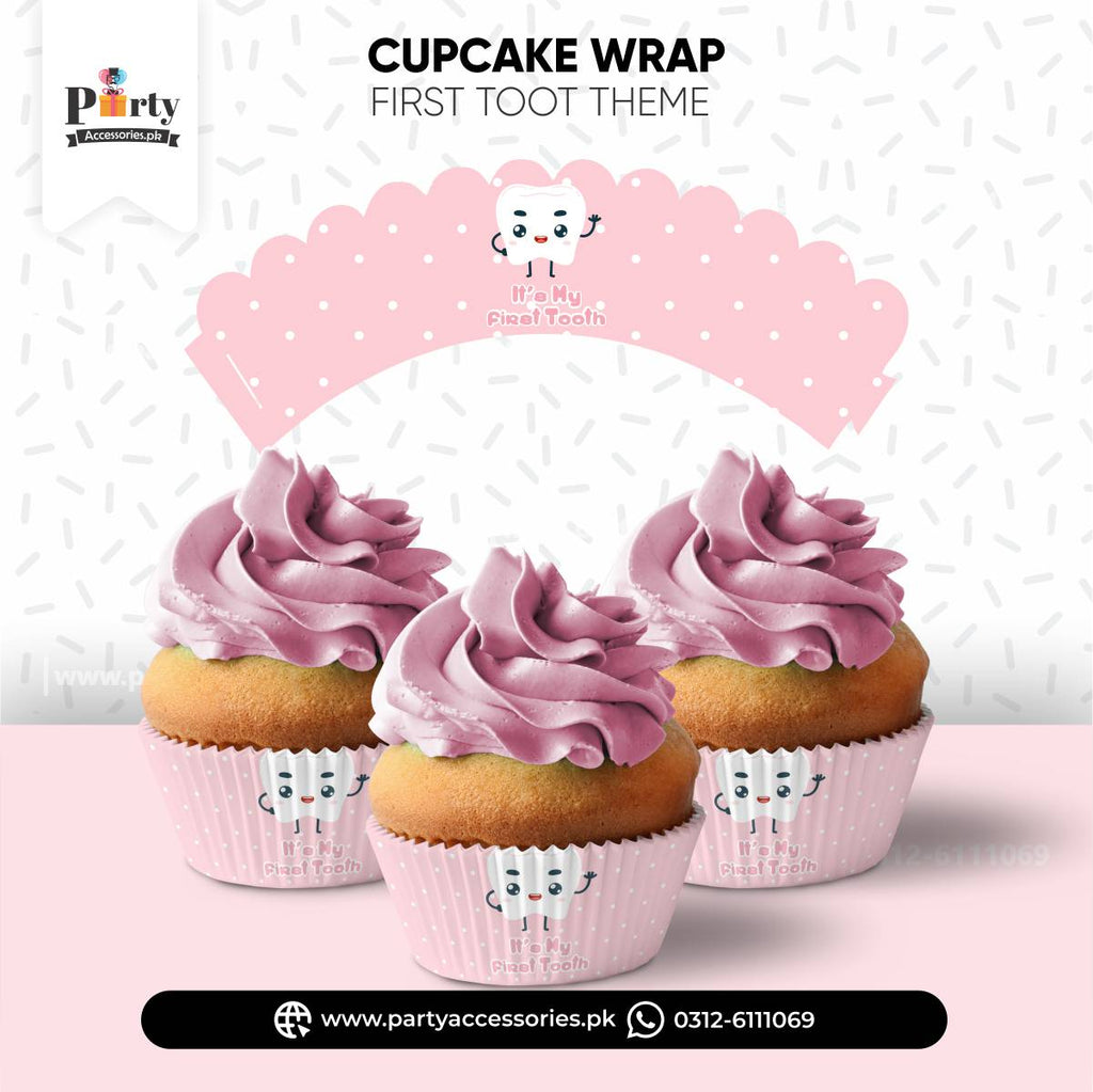 First tooth party cupcake wraps 