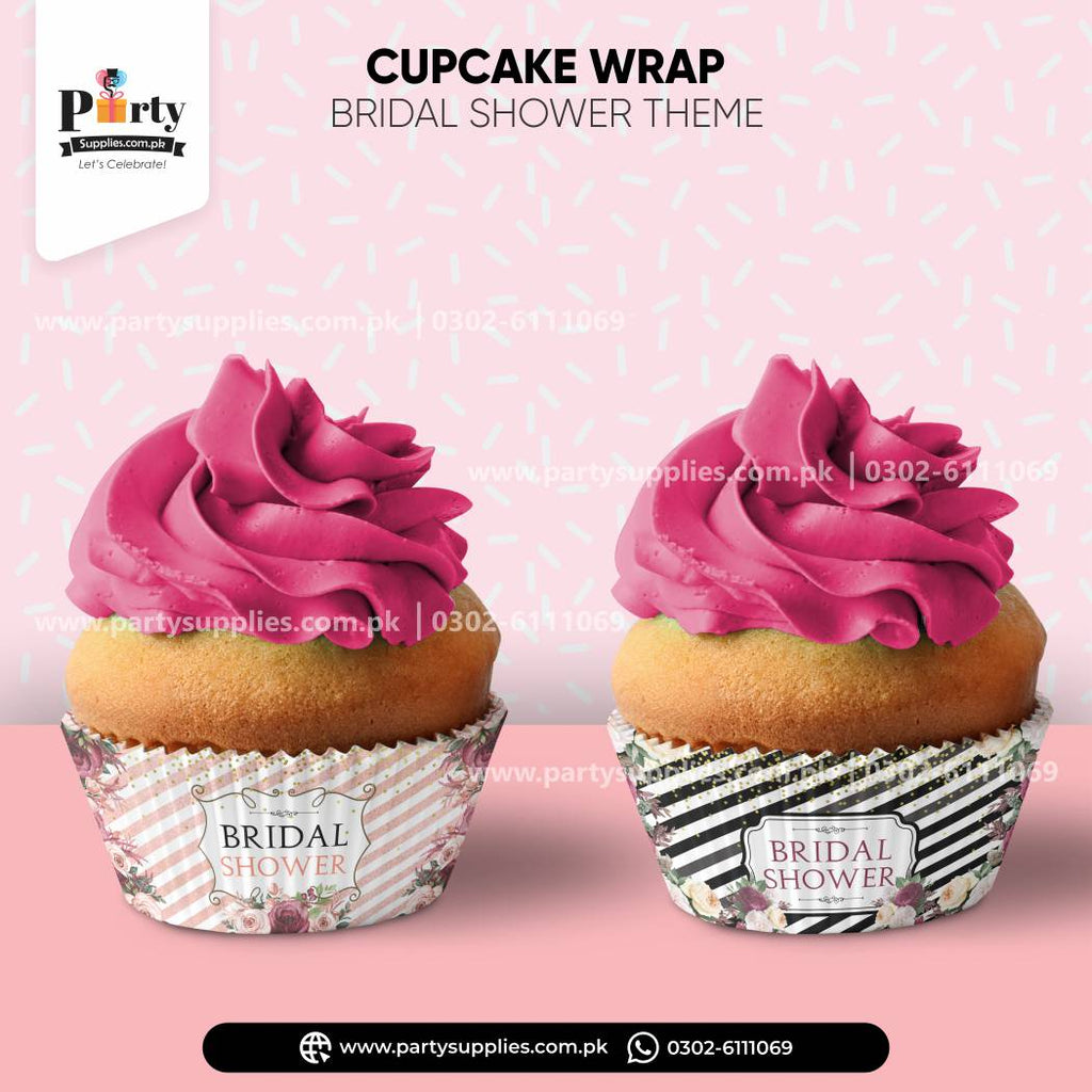 Bridal Shower Cupcake Wraps – Elegant Dessert Table Decorations 