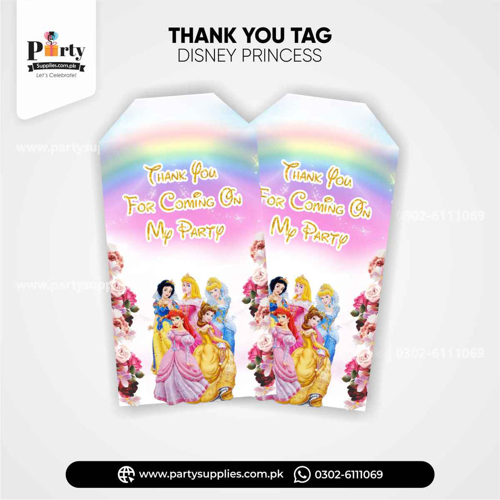 Disney Princess Theme Gift / Thank You Tags for Birthday Party Decoration 