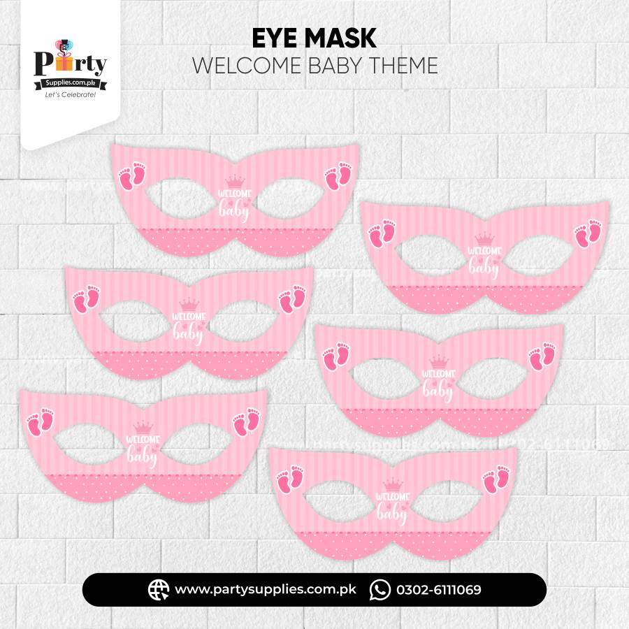 Welcome Baby Girl Theme Kid's Party Eye Masks