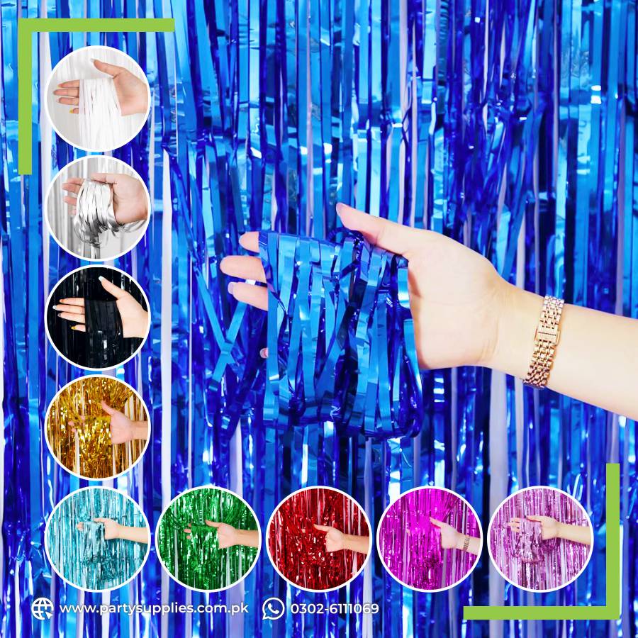 Metallic Foil Tinsel Fringe Curtain for Birthday or other Party Backdrops Decoration