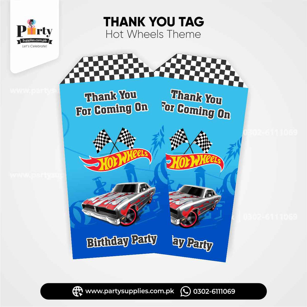 Hot Wheels Theme Gift / Thank You Tags for Birthday Party Decoration