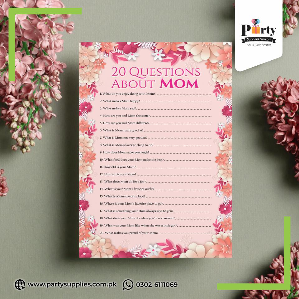 Mother's day Party Celebrations Quiz Cards (Pack of 6)