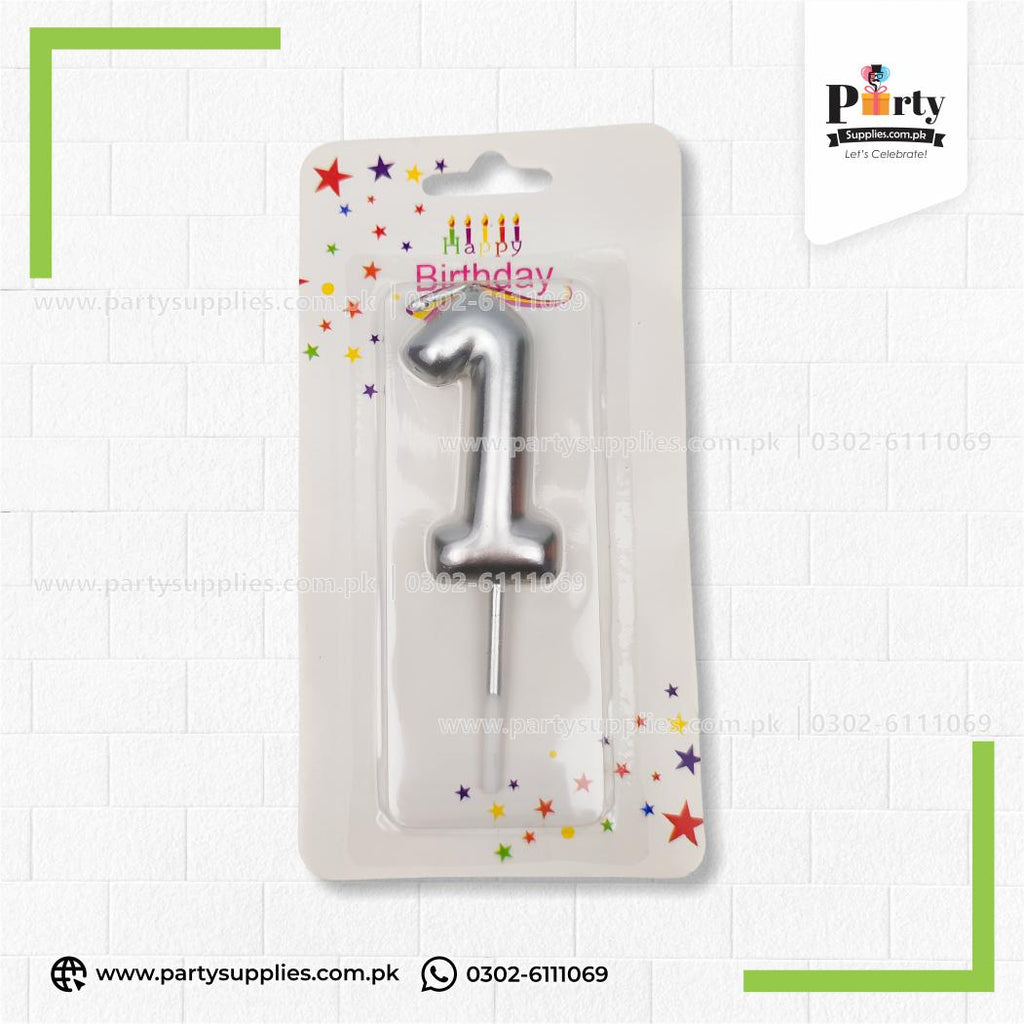 Silver Number Candles for Birthday Cake Decoration