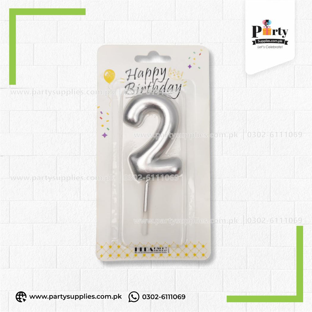 Silver Number Candles for Birthday Cake Decoration