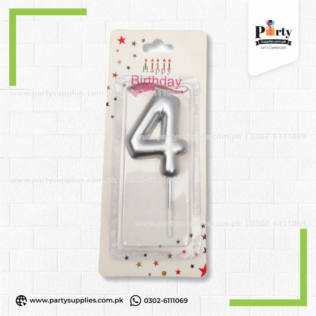 Silver Number Candles for Birthday Cake Decoration