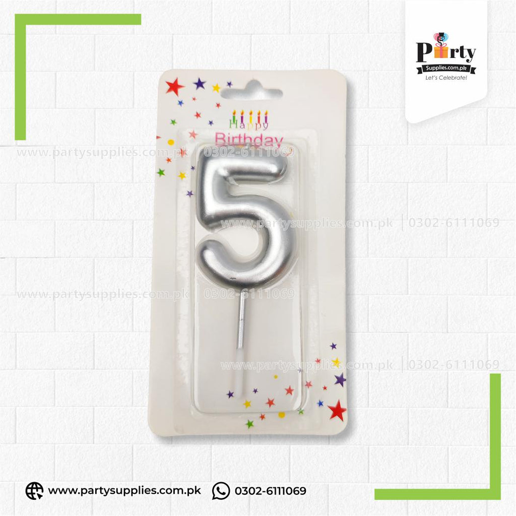 Silver Number Candles for Birthday Cake Decoration