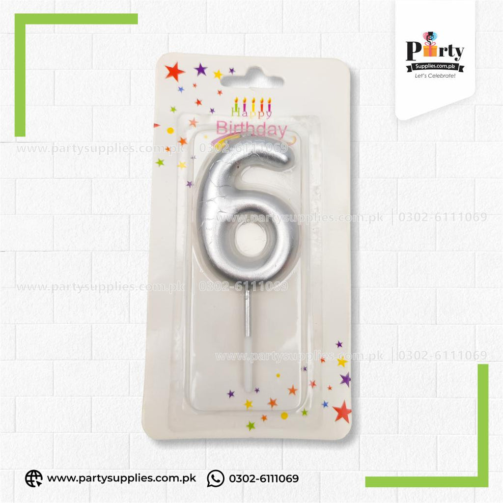 Silver Number Candles for Birthday Cake Decoration