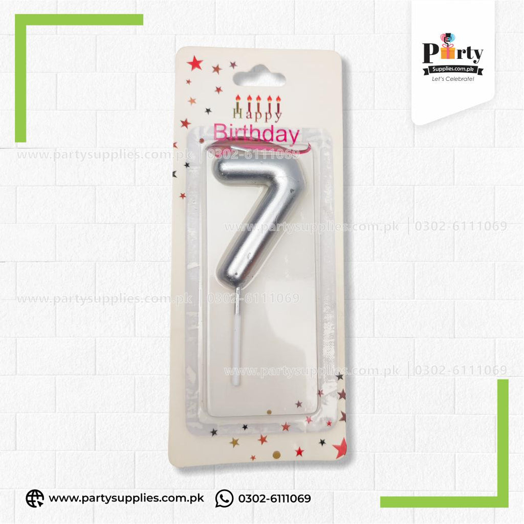 Silver Number Candles for Birthday Cake Decoration