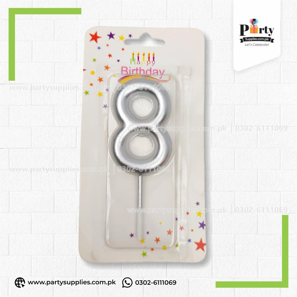 Silver Number Candles for Birthday Cake Decoration