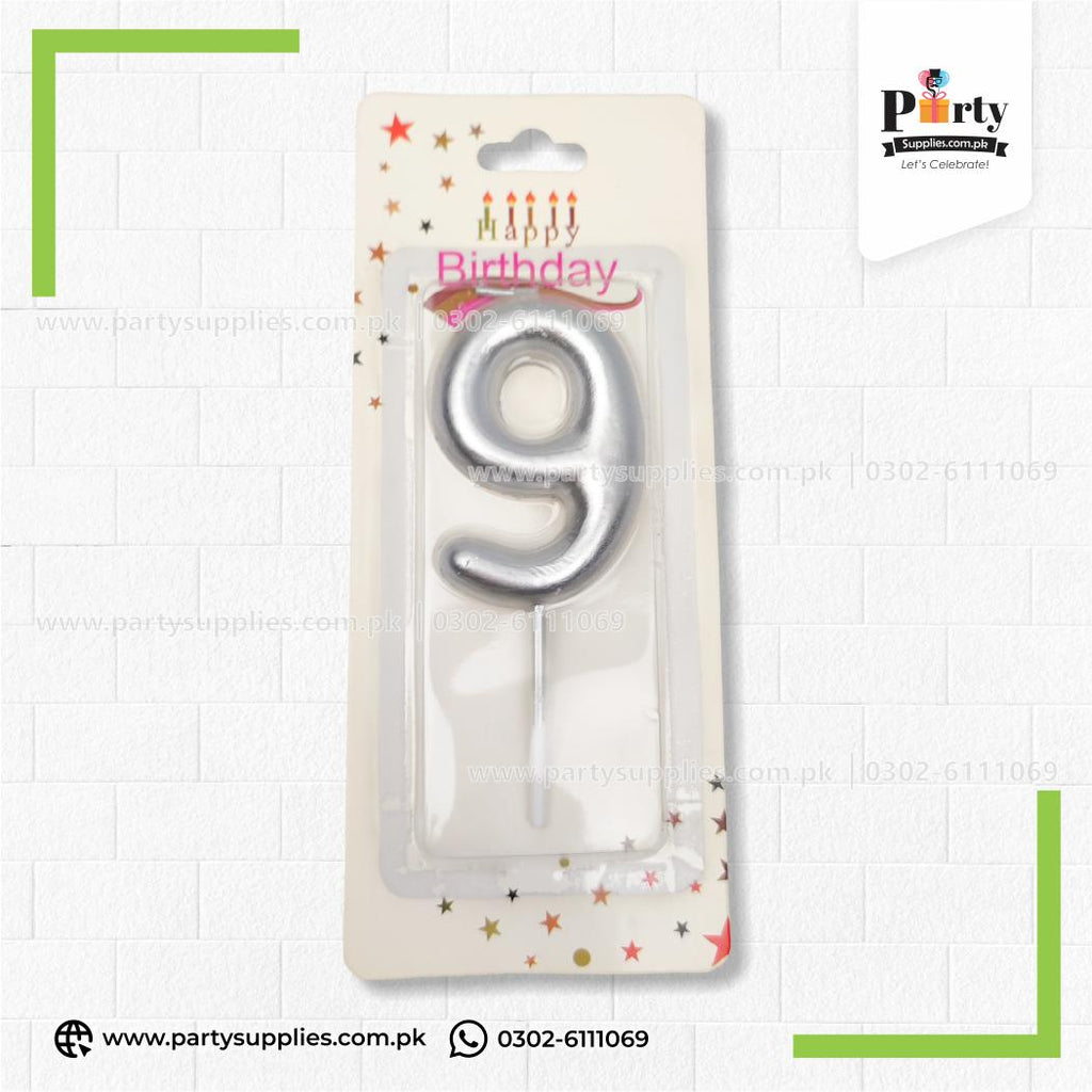 Silver Number Candles for Birthday Cake Decoration