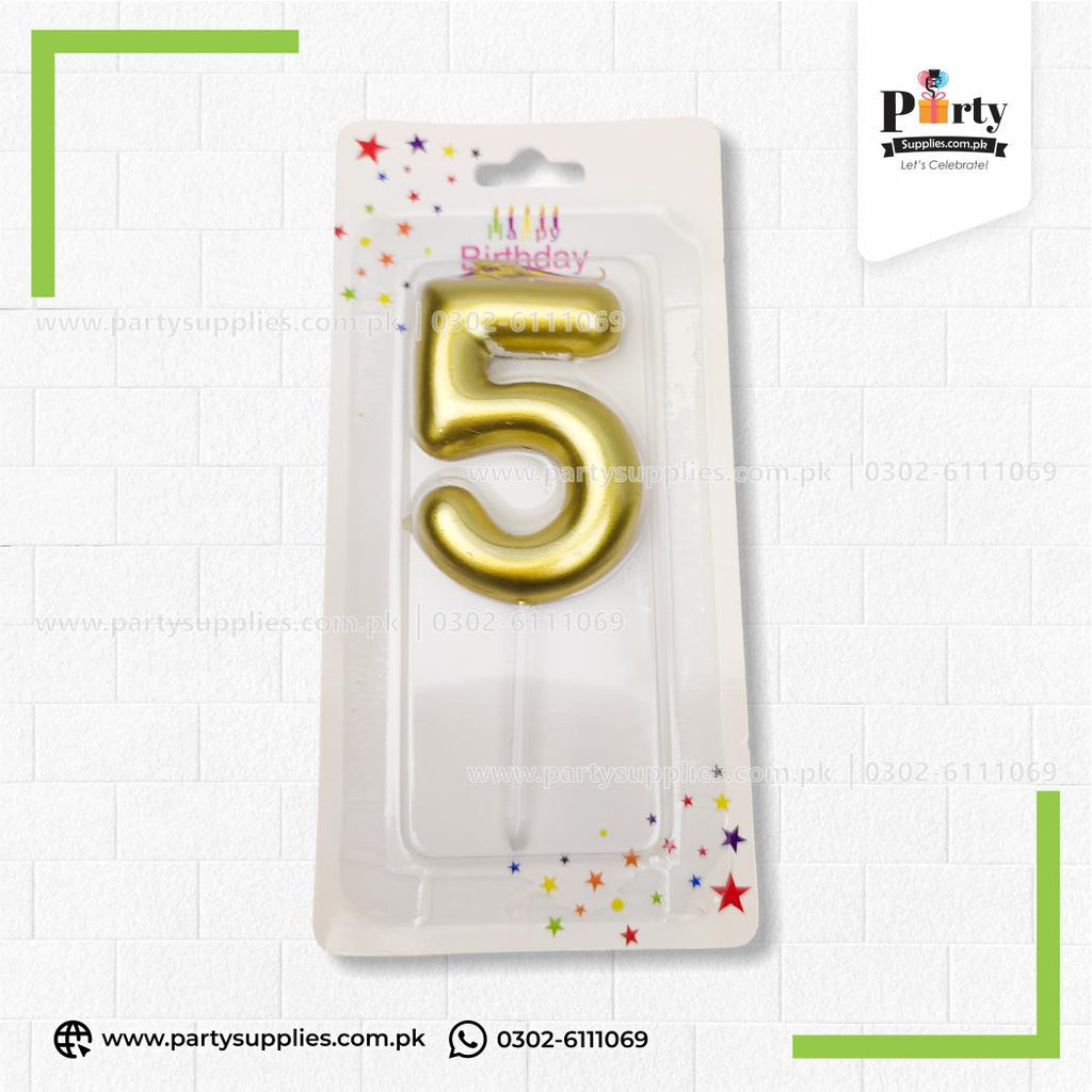 Golden Number Candles for Birthday Cake Decoration